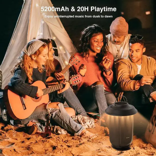 Alt view image 3 of 7 - Onforu Outdoor Bluetooth Speaker, 2 Pack 40W True Wireless Stereo Dual Pairing Lantern Speakers for Patio, with 20 Warm White LED Lights, Richer Bass for Indoor Outdoor Camping Waterproof