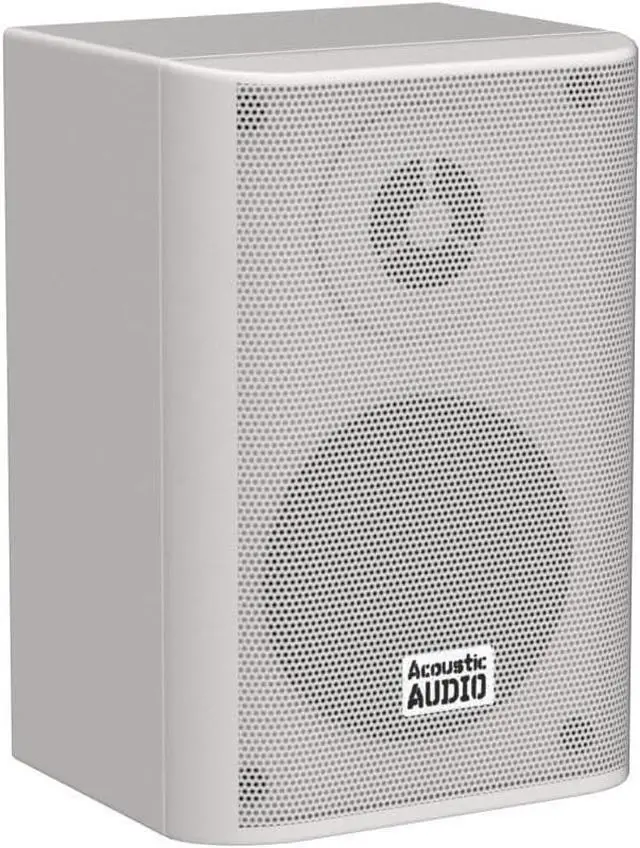 Alt view image 4 of 7 - Acoustic Audio by Goldwood AA351W 2 Way High Performance Indoor Outdoor 500W Speakers with Powerful Bass (1 Pair, White)