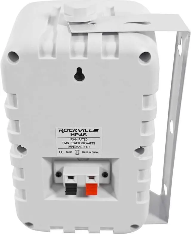 Alt view image 6 of 6 - Rockville HP4S Pair 360W 4" Outdoor/Indoor Speakers 4 Ohm, Weather-Resistant, Swivel Brackets, 4" Woofer + 1/2" Tweeter, for Home Theater and Patio