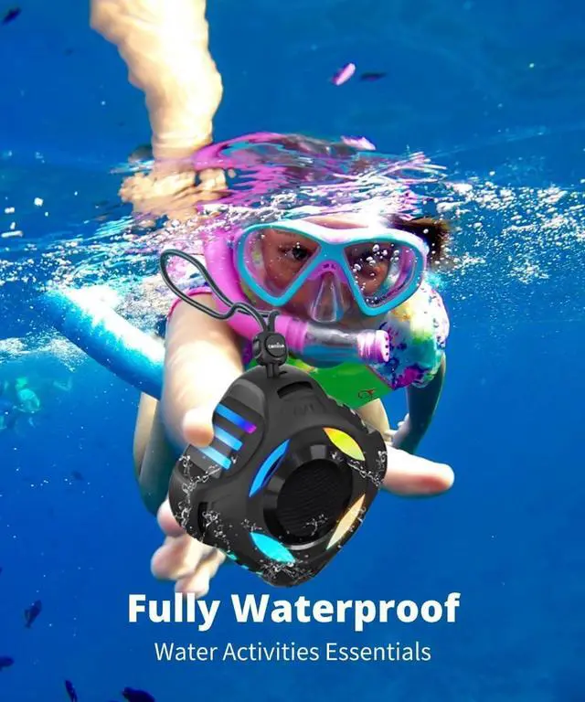 Alt view image 3 of 7 - comiso Waterproof Speaker with Robust Bass, Shower Speaker with Dynamic Light, TWS Mode, Loud HD Sound, IP67 Waterproof, 2000mAh, Portable Wireless Speakers for Home, Outdoor/Kayak, Gift for Unisex.