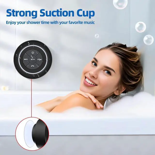 Alt view image 2 of 7 - Mini Bluetooth Shower Speaker with Suction Cup, Wireless Shower Speaker Bluetooth Waterproof, IP67 Floating Waterproof Bathroom Speaker, Ideal Gifts for Men Women Kids