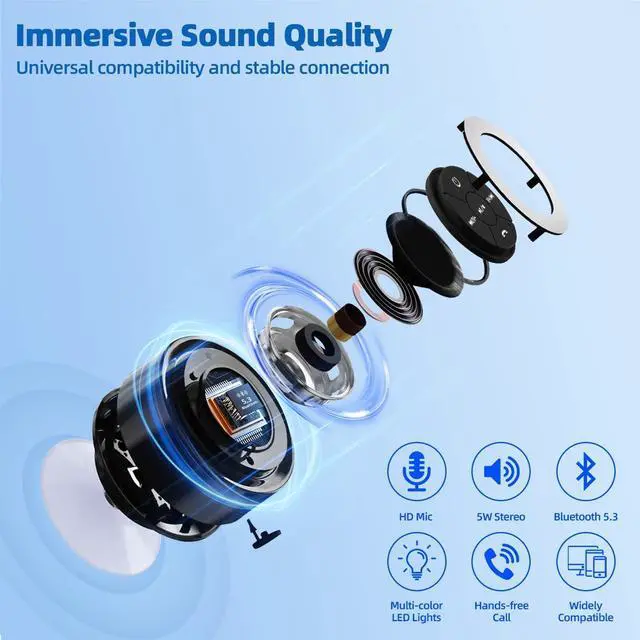 Alt view image 4 of 7 - Mini Bluetooth Shower Speaker with Suction Cup, Wireless Shower Speaker Bluetooth Waterproof, IP67 Floating Waterproof Bathroom Speaker, Ideal Gifts for Men Women Kids
