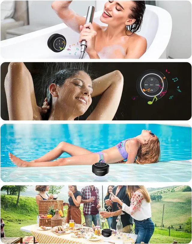 Alt view image 6 of 7 - Mini Bluetooth Shower Speaker with Suction Cup, Wireless Shower Speaker Bluetooth Waterproof, IP67 Floating Waterproof Bathroom Speaker, Ideal Gifts for Men Women Kids