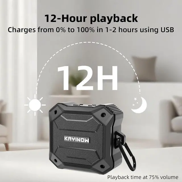 Alt view image 7 of 7 - Small Shower Speaker Supports TWS Stereo Pairing and Hands-Free Calling, Loud, IPX7 Waterproof Wireless Bluetooth Speaker, 12H Playtime, Suitable for Home Bathroom, Outdoor Travel, Beach