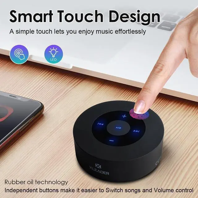 Alt view image 2 of 7 - XLEADER Small Bluetooth Speaker (Travel Case Provided) Portable Wireless, HD Sound&Rich Bass, Touch Design, 12H Playtime, Support Aux Input, Micro SD, Mic, for Laptop PC Office Bathroom, Car, Gifts