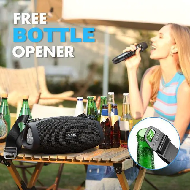 Alt view image 5 of 7 - W-KING Portable Loud Bluetooth Speakers with Wireless Microphone, (120W PEAK)70W Outdoor Speaker Bluetooth Wireless Waterproof, Triple Passive Radiators-Deep Bass/Hi-fi/DSP/Power Bank/TF/AUX/EQ/Opener