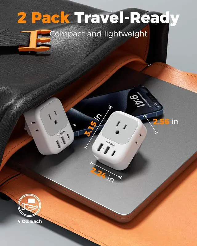 Alt view image 5 of 7 - UK Adapters for Travel 2 Pack, TESSAN Type G US to UK Plug Adapter with 4 Outlets 3 USB Charger(1 USB C Port), Power Adaptor for USA to Ireland Scotland Dubai Hong Kong England British Kenya London