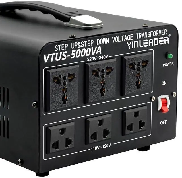 Main image of Yinleader 5000W Voltage Converter Transformer Step Up 110V-120V to220V-240V or Step Down 220V to 110V AC Power Converter w/US Standard Power Cord,Circuit Breaker Protection