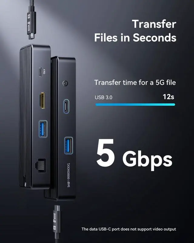 Alt view image 6 of 7 - DOCKCASE Explorer Edition Visual Smart USB C Hub (6-in-1) with HDMI Port 4K@60Hz,Gigabit Ethernet,USB-C and 2 USB-A 5Gbps Data Ports, 100w PD Power Delivery, for MacBook Air/Pro, XPS, and More