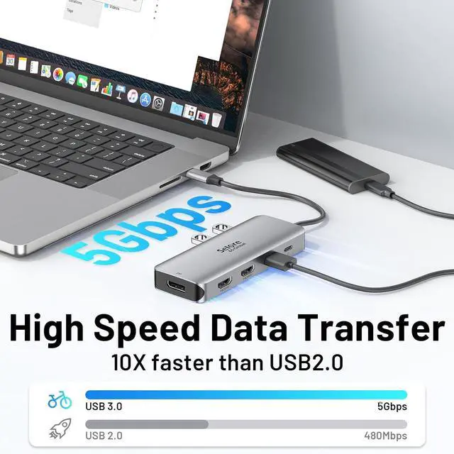 Alt view image 6 of 7 - USB C Docking Station Dual Monitor, 9 in 1 Triple Display Docking Station to Dual HDMI Adapter Displayport SD TF Card Reader 2USB 2.0, 1 USB 3.0, 100W PD for USB C Thunderbolt 3/4 Laptops