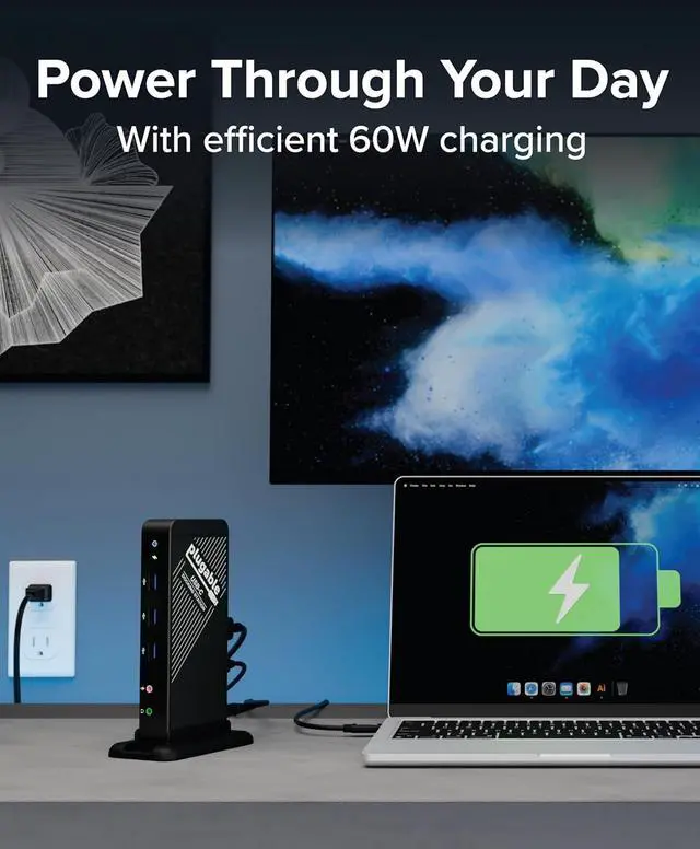Alt view image 4 of 7 - Plugable USB-C Dock  4K HDMI, 60W Charging, Ethernet, USB 3.0/2.0 Ports  USB-C Docking Station with Power for Windows and Chromebook