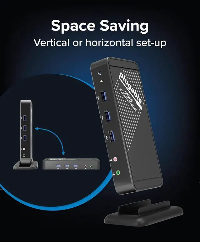 Alt view image 5 of 7 - Plugable USB-C Dock  4K HDMI, 60W Charging, Ethernet, USB 3.0/2.0 Ports  USB-C Docking Station with Power for Windows and Chromebook