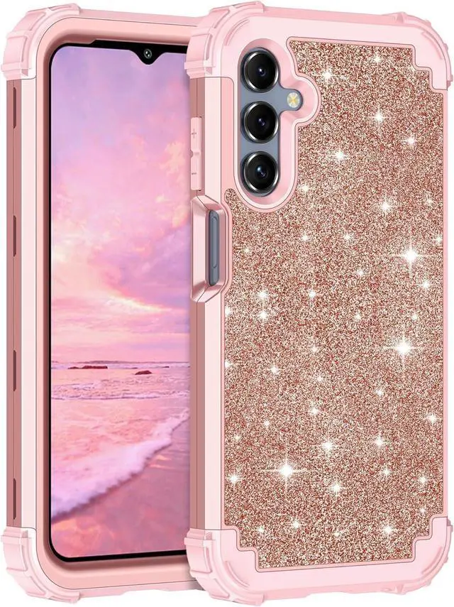 Main image of LONTECT for Galaxy A15 5G Case Glitter Sparkly Bling 3 in 1 Shockproof Heavy Duty Hybrid Sturdy High Impact Protective Cover Case for Samsung Galaxy A15 6.5" 2024,Shiny Rose Gold