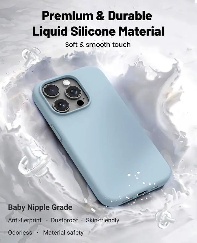 Alt view image 3 of 6 - OTOFLY Compatible with iPhone 15 Pro Max Case,[Silky and Soft Touch Series] Premium Soft Liquid Silicone Rubber Full-Body Protective Bumper Case for iPhone 15 Pro Max (Baby Blue)