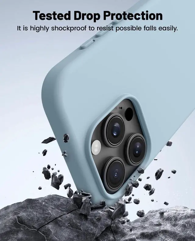 Alt view image 4 of 6 - OTOFLY Compatible with iPhone 15 Pro Max Case,[Silky and Soft Touch Series] Premium Soft Liquid Silicone Rubber Full-Body Protective Bumper Case for iPhone 15 Pro Max (Baby Blue)