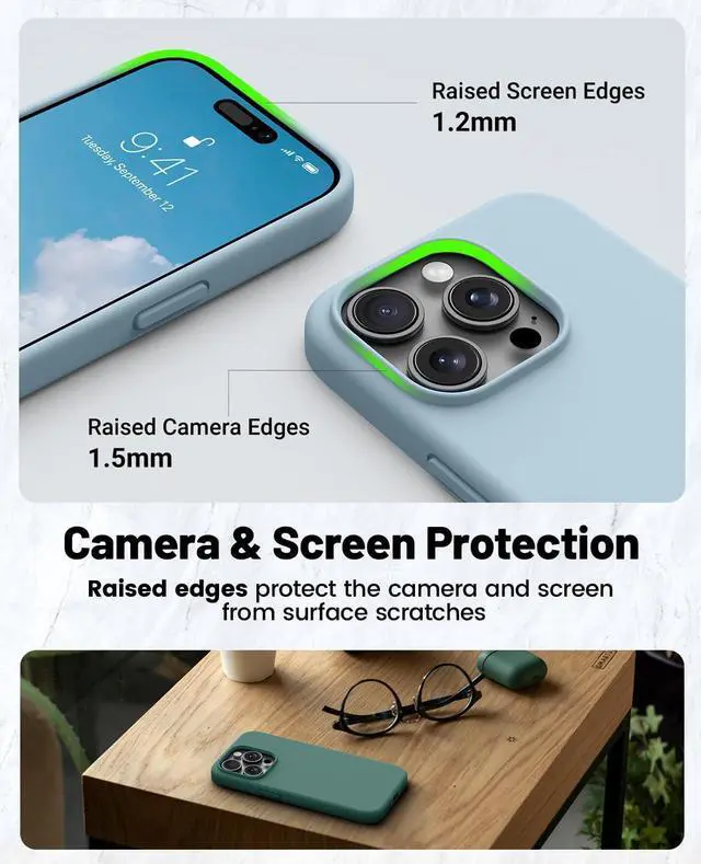 Alt view image 5 of 6 - OTOFLY Compatible with iPhone 15 Pro Max Case,[Silky and Soft Touch Series] Premium Soft Liquid Silicone Rubber Full-Body Protective Bumper Case for iPhone 15 Pro Max (Baby Blue)