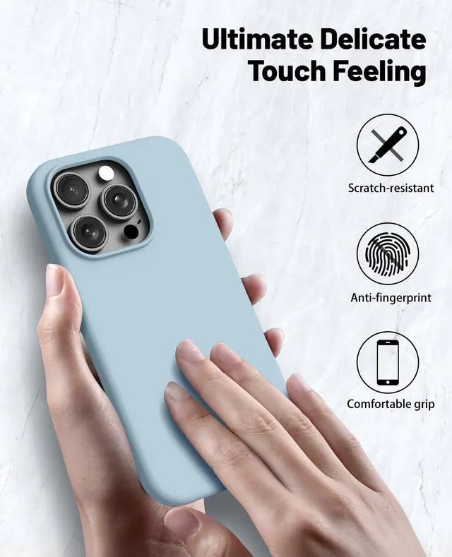 Alt view image 6 of 6 - OTOFLY Compatible with iPhone 15 Pro Max Case,[Silky and Soft Touch Series] Premium Soft Liquid Silicone Rubber Full-Body Protective Bumper Case for iPhone 15 Pro Max (Baby Blue)