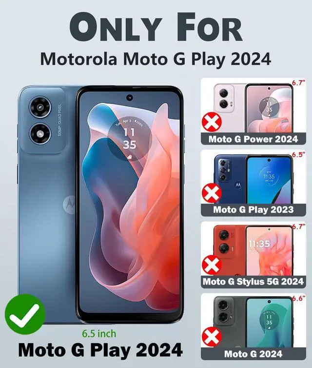Alt view image 2 of 7 - for Moto G Play 2024 Case with 2 Pack Screen Protector,Military Grade Shockproof, Heavy Duty Robust Bumper Cover with Kickstand for Motorola G Play 2024 Phone Green