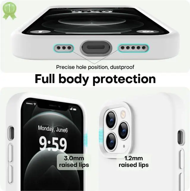 Alt view image 3 of 7 - LOVE 3000 Compatible with iPhone 12 Pro Max Phone Case | Thickening Liquid Silicone | Anti-Scratch Microfiber Lining | Full-Body Duty Heavy Protection Case for iPhone 12 Pro Max Women Girls, White