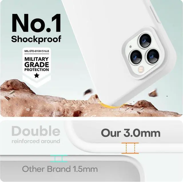 Alt view image 4 of 7 - LOVE 3000 Compatible with iPhone 12 Pro Max Phone Case | Thickening Liquid Silicone | Anti-Scratch Microfiber Lining | Full-Body Duty Heavy Protection Case for iPhone 12 Pro Max Women Girls, White