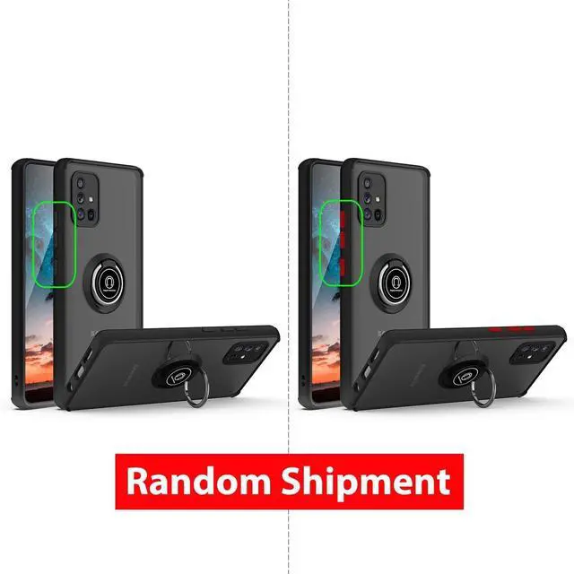 Alt view image 3 of 7 - TJS Compatible with Samsung Galaxy A71 5G Case, with Tempered Glass Screen Protector, Metal Ring Magnetic Support Kickstand Heavy Duty Drop Protector Phone Case (Black)