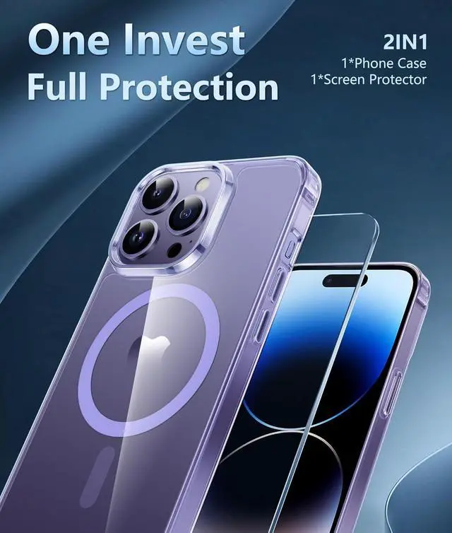 Alt view image 3 of 7 - FNTCASE for iPhone 14 Pro Case: for iPhone 13 Pro Case Clear Magnetic Drop Protective Slim Cases | Transparent Shockproof Thin Anti-Yellowing Cover & Shatterproof Rugged Hard Crystal TPU Phonecase