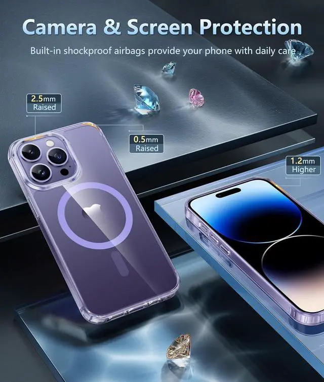 Alt view image 6 of 7 - FNTCASE for iPhone 14 Pro Case: for iPhone 13 Pro Case Clear Magnetic Drop Protective Slim Cases | Transparent Shockproof Thin Anti-Yellowing Cover & Shatterproof Rugged Hard Crystal TPU Phonecase