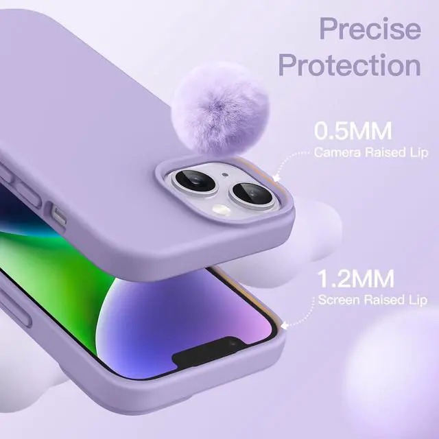 Alt view image 5 of 6 - JETech Silicone Case for iPhone 14 Plus 6.7-Inch, Silky-Soft Touch Full-Body Protective Phone Case, Shockproof Cover with Microfiber Lining (Light Purple)