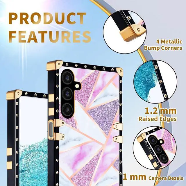 Alt view image 5 of 6 - Loheckle for Samsung Galaxy A15 5G Phone Case with Ring Stand Holder and Lanyard for Samsung A15 5G Case for Women Girls Teens Designer Cute Stylish Aesthetics Luxury, Marble Pk