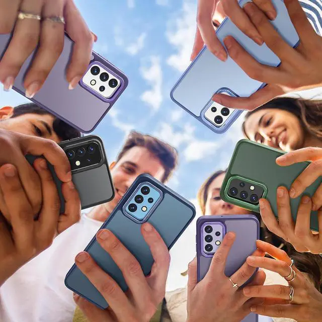 Alt view image 2 of 7 - Rayboen for Samsung Galaxy A32 5G Case, Translucent Frosted Skin Feel Anti-Scratch Hard PC Back Soft Silicone Edge, Protective Shockproof Slim Fit Phone Cover for Samsung A32 5G, Matte Light Blue