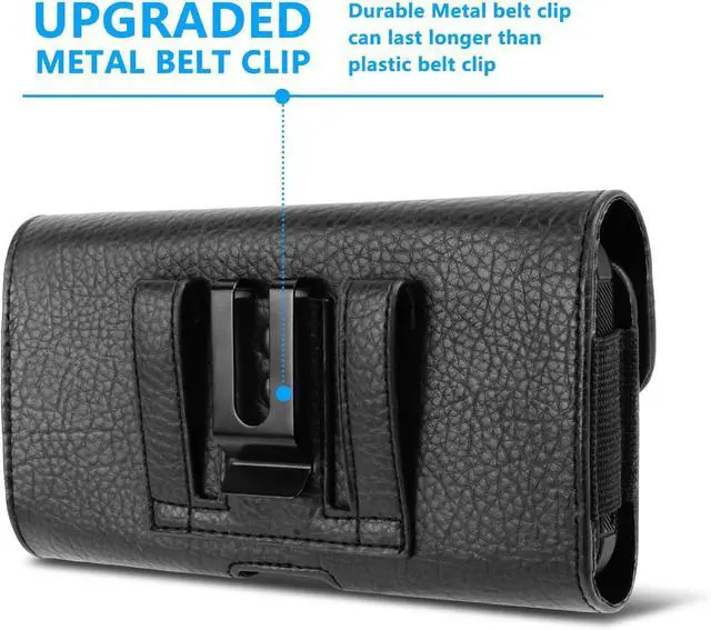 Alt view image 5 of 7 - Leather Cell Phone Holster Belt Loop Phone Belt Holder for Men Carrying Phone Pouches Wallet Black for iPhone 16 15 14 13 12 14Pro/Pro Max Samsung Motorola Compatible with Case/Cover