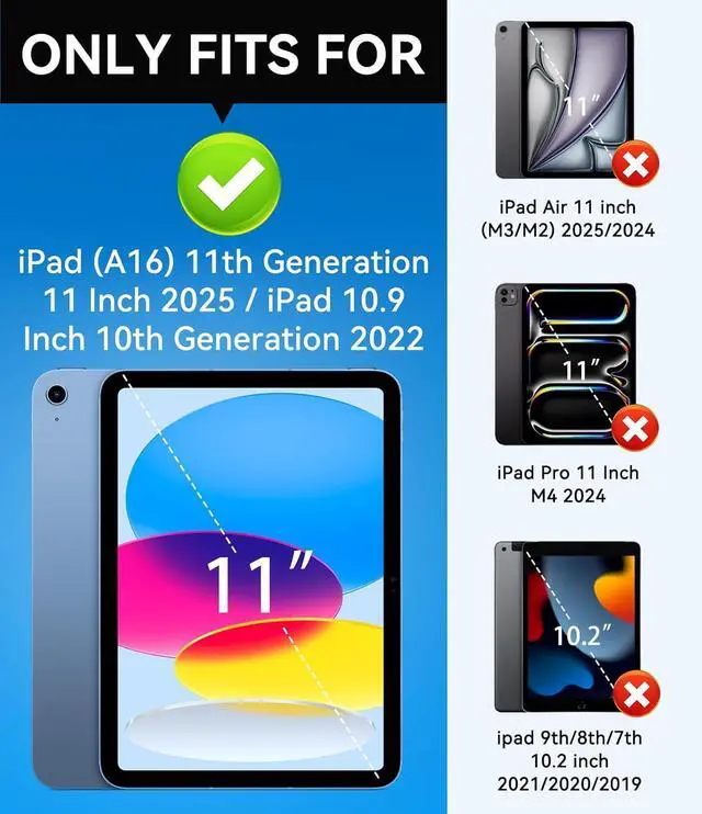 Alt view image 2 of 6 - Case for iPad (A16) 11th Generation 11 Inch 2025 / iPad 10th Generation 10.9 Inch 2022, [Built-in Pencil Holder] Heavy Duty Shockproof Rugged Protective Case, Black