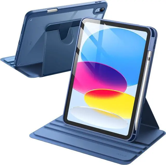 Main image of JETech Rotating Case for iPad (A16) 11th/10th Generation (2025/2022) with Pencil Holder, 360 Degree Rotation Protective Stand Cover Clear Back, Auto Wake/Sleep (Navy)