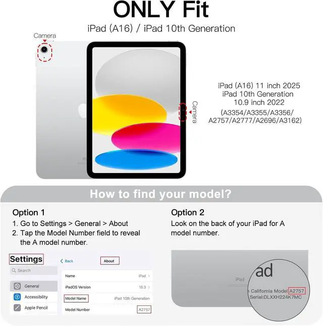 Alt view image 2 of 7 - JETech Rotating Case for iPad (A16) 11th/10th Generation (2025/2022) with Pencil Holder, 360 Degree Rotation Protective Stand Cover Clear Back, Auto Wake/Sleep (Navy)