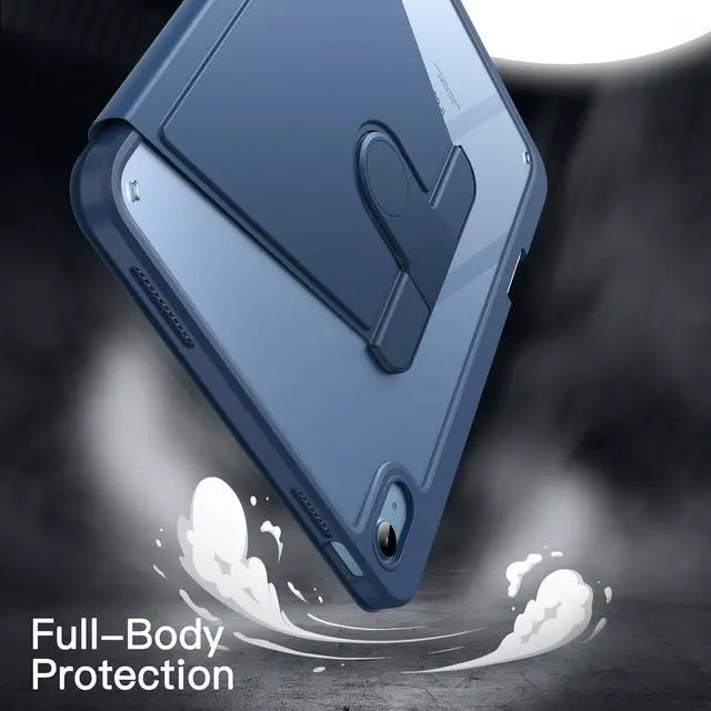 Alt view image 4 of 7 - JETech Rotating Case for iPad (A16) 11th/10th Generation (2025/2022) with Pencil Holder, 360 Degree Rotation Protective Stand Cover Clear Back, Auto Wake/Sleep (Navy)