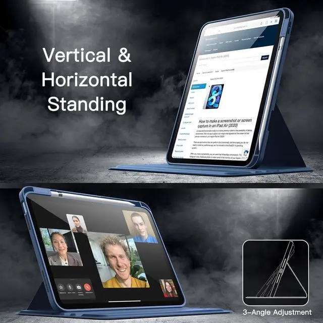 Alt view image 7 of 7 - JETech Rotating Case for iPad (A16) 11th/10th Generation (2025/2022) with Pencil Holder, 360 Degree Rotation Protective Stand Cover Clear Back, Auto Wake/Sleep (Navy)