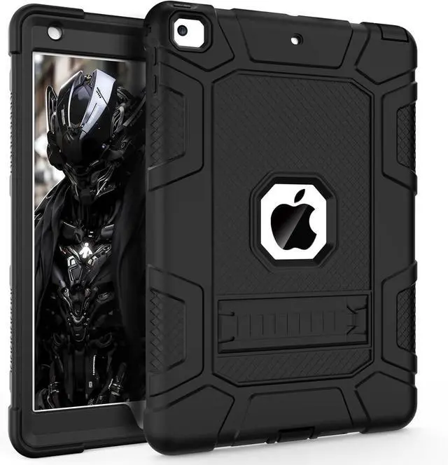 Main image of Rantice iPad 6th Generation Cases , 5th Case , Air 2 9.7 Shockproof Rugged Drop Protection Cover Built with Kickstand for 9.7'' A1893/A1954/A1822/A1823 (Black)