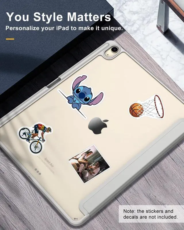 Alt view image 5 of 7 - TiMOVO Case for New iPad Air 13 inch (M3/M2-2025/2024) with Pencil Holder, Slim Stand Protective Cover with Clear Transparent Back Shell for iPad Air 13 inch, Auto Wake/Sleep, Light Gray