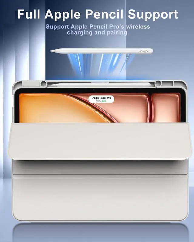 Alt view image 7 of 7 - TiMOVO Case for New iPad Air 13 inch (M3/M2-2025/2024) with Pencil Holder, Slim Stand Protective Cover with Clear Transparent Back Shell for iPad Air 13 inch, Auto Wake/Sleep, Light Gray