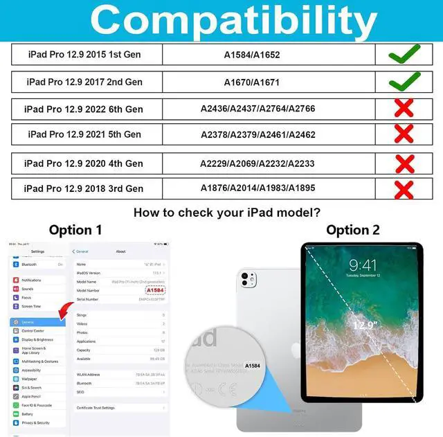 Alt view image 2 of 7 - Case for iPad Pro 12.9 2nd Generation 2017 & 2015 1st Generation, Heavy Duty Rugged TPU Protective Cover with Screen Protector- Stand + Handle Hand & Shoulder Strap + Pencil Holder- Black