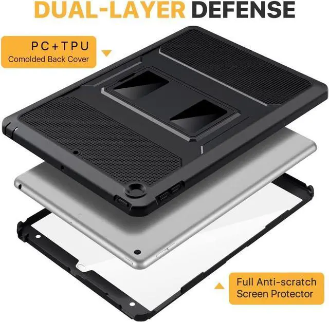 Alt view image 3 of 7 - MoKo for iPad 10.2 Inch Case iPad 9th Generation 2021/ iPad 8th Generation 2020/ iPad 7th Generation 2019, [Heavy Duty] Shockproof Full Body Protective Cover with Built-in Screen Protector, Black