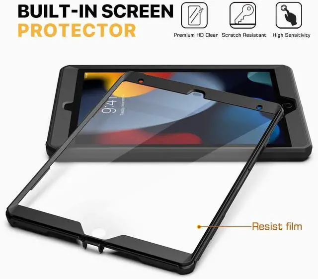 Alt view image 5 of 7 - MoKo for iPad 10.2 Inch Case iPad 9th Generation 2021/ iPad 8th Generation 2020/ iPad 7th Generation 2019, [Heavy Duty] Shockproof Full Body Protective Cover with Built-in Screen Protector, Black