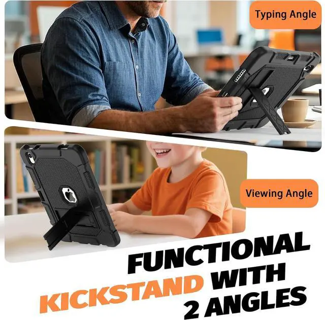 Alt view image 4 of 7 - Rantice Case for iPad 11-inch (A16) 11th Generation 2025 / iPad 10th Generation 10.9 inch 2022, Heavy Duty Shockproof Rugged Protective Case with Kickstand & Pencil Holder, Black