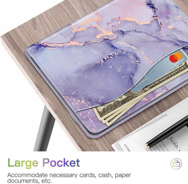 Alt view image 5 of 7 - Fintie Case for iPad Air 11-inch M3 (2025) / M2 (2024), iPad Air 5th (2022) / 4th Generation (2020) 10.9 Inch, Multi-Angle Viewing Protective Cover with Pencil Holder & Pocket, Lilac Marble