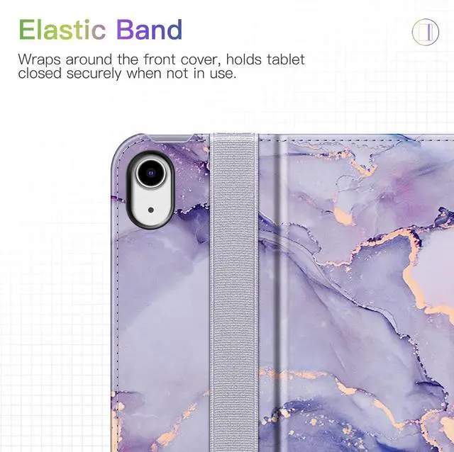 Alt view image 7 of 7 - Fintie Case for iPad Air 11-inch M3 (2025) / M2 (2024), iPad Air 5th (2022) / 4th Generation (2020) 10.9 Inch, Multi-Angle Viewing Protective Cover with Pencil Holder & Pocket, Lilac Marble