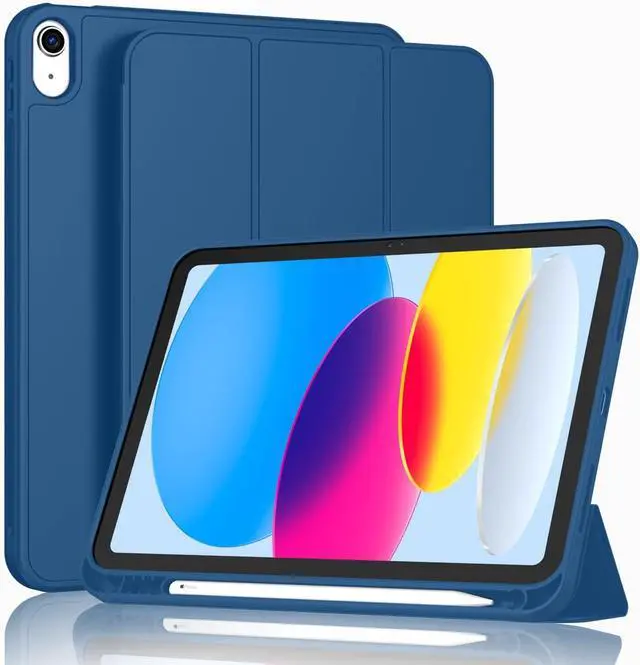 Main image of Case for iPad (A16) 11 Inch 2025/iPad 10th Generation 10.9 Inch 2022, Slim Trifold Stand Protective Cover with Pencil Holder and Soft TPU Back,Support Auto Sleep/Wake (Navy Blue)