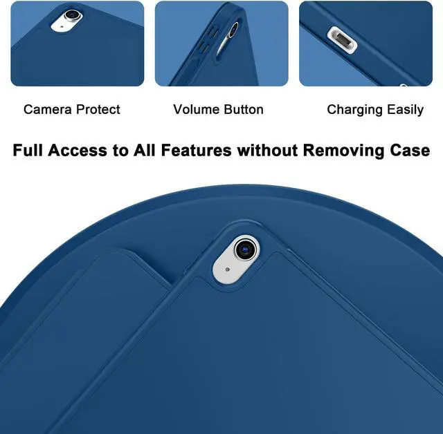 Alt view image 2 of 6 - Case for iPad (A16) 11 Inch 2025/iPad 10th Generation 10.9 Inch 2022, Slim Trifold Stand Protective Cover with Pencil Holder and Soft TPU Back,Support Auto Sleep/Wake (Navy Blue)