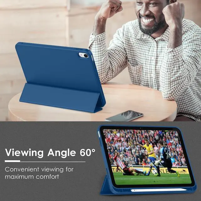 Alt view image 5 of 6 - Case for iPad (A16) 11 Inch 2025/iPad 10th Generation 10.9 Inch 2022, Slim Trifold Stand Protective Cover with Pencil Holder and Soft TPU Back,Support Auto Sleep/Wake (Navy Blue)