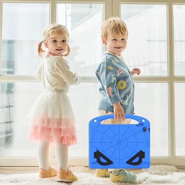 Alt view image 6 of 7 - Kids Case for iPad 9th/8th/7th Generation (10.2 Inch, 2021/2020/2019 Release), with Built-in Screen Protector and Kickstand, Shockproof Lightweight Handle Cover for i Pad 9/8/7 Gen, Blue