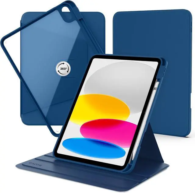 Main image of CACOE 360 Rotating Case for iPad (A16) 11th/10th Generation with Pencil Holder 2025/2022 11/10.9 inch, Shockproof Cover for iPad 11/10 Gen with Stand Function, Sky Blue